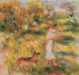 Paisaje con la esposa del artista y Zaza, c.1919